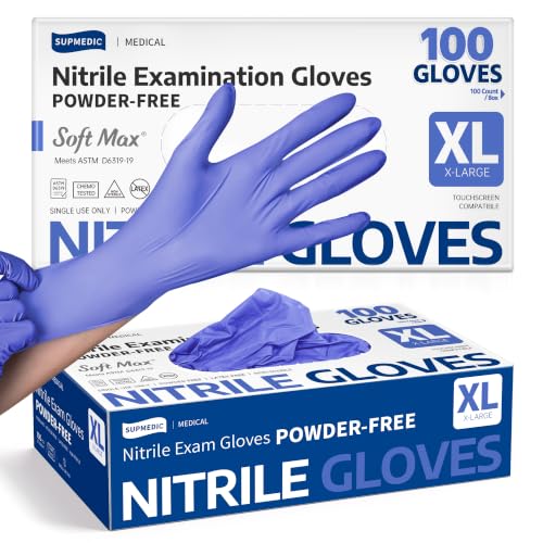 Supmedic Soft Max™ Nitrile Exam Gloves, Powder-Free Disposable Blue Iris - color: 100 X-large (Blue Iris)