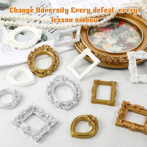 Mini Gold Frames Antique Picture Frame Resin Table Wall Decor, 12Pcs