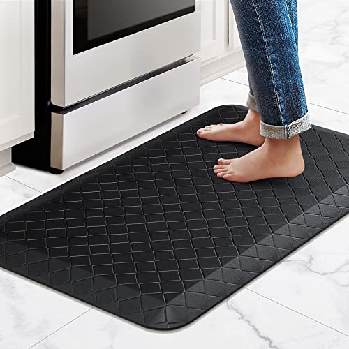 HappyTrends Kitchen Floor Mat - 4/5 Inch Thick Anti-Fatigue Kitchen Rug - color: Black, size: 28"L x 17.3"W x 0.8"Th