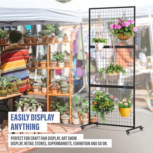 3' x 6' Standing Gridwall Panel Display Rack w/Wheels (Set 2) - color: Style 2
