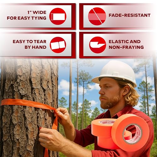 XFasten Orange Flagging Tape 12-Pack, 1-Inch x 1800 Feet Total Orange Marking Tape Ribbon, High Visibility Non-Fading Trail Marking Ribbon for Surveying Trees Construction Safety Caution 150ft/roll - color: Orange, size: 12-Pack (1,800 Feet Total)