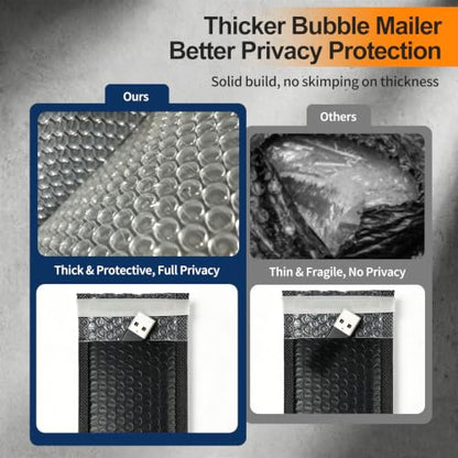 25 Pack 3" x 7" Usable Size Bubble Mailers, Black Small Padded Envelopes with Self Seal Closure, Bubble Envelopes for Jewelry, Trading Cards, Makeup and Small Items - size: 3" x 7" (Usable Size) - 25 Pack