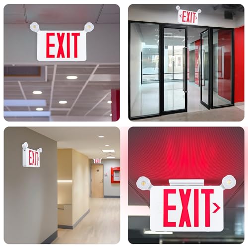 Gruenlich Exit Sign with Emergency Light, Battery Backup, 12 Pack - size: 12 Pack