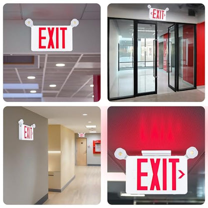 Gruenlich Exit Sign with Emergency Light, Battery Backup, 2 Pack - size: 2 Pack