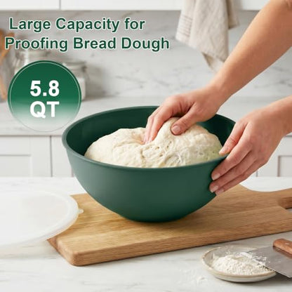BoxedHome BPA Free Plastic Round Mixing Bowl with Lids, 12 Pack Nesting Bowls with Lids Set, Microwave and Dishwasher Safe Prep & Serving Bowls Great for Mixing, Baking, Serving (Green, 12pcs) - color: Green
