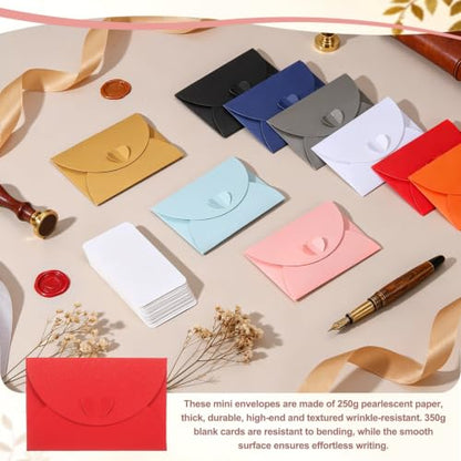 PATIKIL Gift Cards Envelopes (4.1"x 2.8",Red) Mini Heart Clasp 12PCS - color: Red