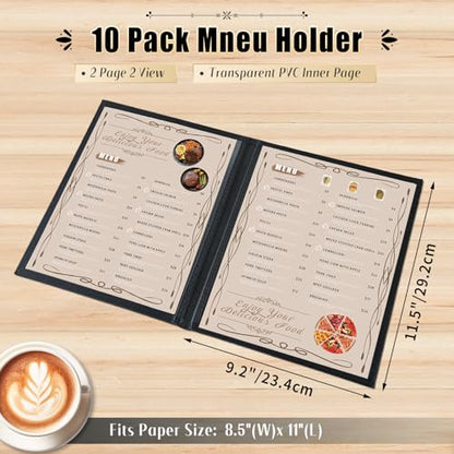 Restaurant Menu Cover Holders, Coffee (10, 2 View (8.5"x11")) - size: 2 View (8.5" x 11")