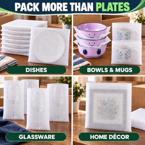 650Pcs Dish Packing Supplies for Moving,300 Foam Pouches & Sheets 4 Sizes (16x12",12x12",12x7.8",7.8x7.8") with 350 Fragile Stickers & Marker Pen for Moving, Packaging, Storage