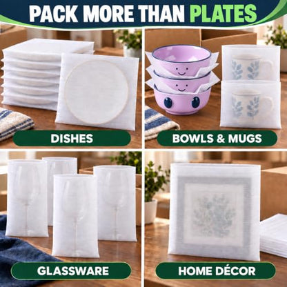 650Pcs Dish Packing Supplies for Moving,300 Foam Pouches & Sheets 4 Sizes (16x12",12x12",12x7.8",7.8x7.8") with 350 Fragile Stickers & Marker Pen for Moving, Packaging, Storage