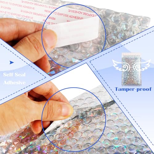 30 Pcs Holographic Bubble Mailers 11 X 7 Inch Metallic - color: Silver