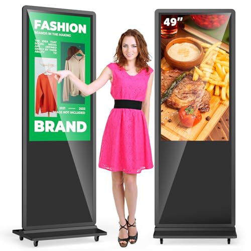 4K LCD Touchscreen Digital Signage Display, Indoor Floor Standing Advertising Kiosk, Commercial Digital Signage Player, HDMI WiFi Bluetooth Input Auto AD Player (49" Touch) - size: 49" TOUCH