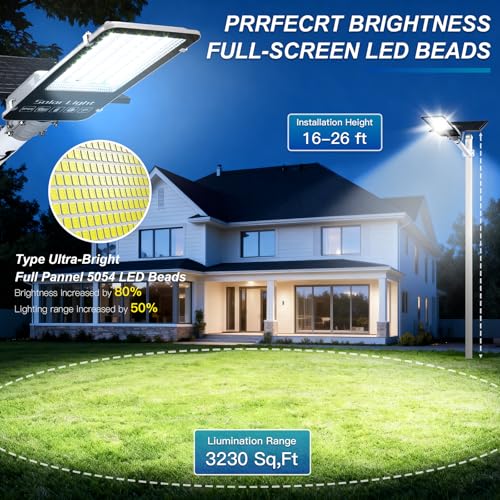 2 Pack 12000W Solar Street Lights Outdoor,6500K Solar Parking Lot Light Commercial Dusk to Dawn, Heavy Duty Split Type Solar Lights Outdoor Waterproof IP66 Remote Control, Street Light for Yard - size: 2 Pack