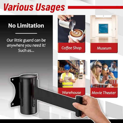 DuraSteel Wall Mount Crowd Control Retractable Belt Barrier - 9.2 Ft Black Retractables Barrier Belt, Crowd Control Barriers Do Not Enter Line Dividers for Crowds NOT Stanchions with Retractable Belts - color: Black Belt, size: Black Case