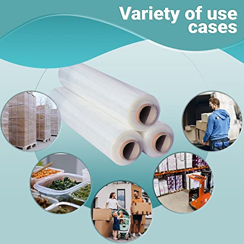 APQ 4 Rolls of Blown Hand Stretch Film 12" x 1500'. Clear Hand Stretch Wrap, 80 Gauge. Tear Resistant Residue Free Film for Moving, Shipping, Wrapping. Industrial Grade Pallet Shrink Wrap Film. - size: 12" x 1500'