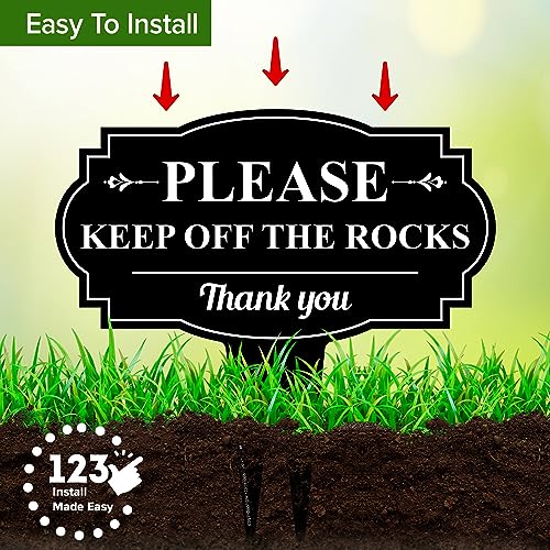 Please Keep Off The Rocks Sign, 13"x13", Heavy Duty Integrated Ground Stakes, Indoor/Outdoor Use, Rust Free Aluminum Composite, Made in USA by My Sign center - size: 13"x13"