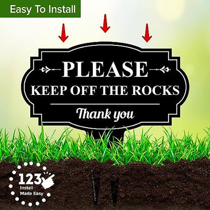 Please Keep Off The Rocks Sign, 13"x13", Heavy Duty Integrated Ground Stakes, Indoor/Outdoor Use, Rust Free Aluminum Composite, Made in USA by My Sign center - size: 13"x13"