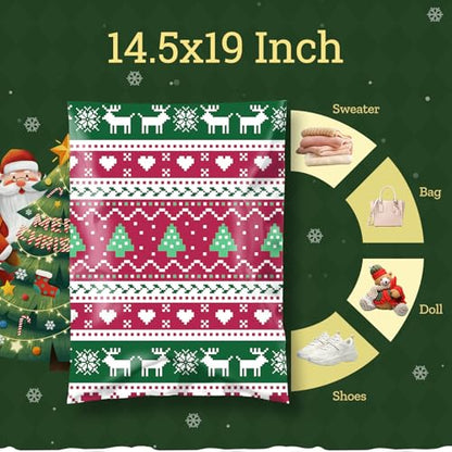Fuxury Christmas Poly Mailers 14.5x19" 50 Pcs,Shipping Bags for Clothes - color: Christmas Tree Elk, size: 14.5x19" 50pcs