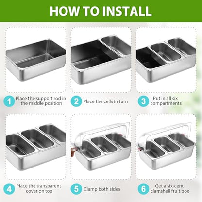 Ziliny 2 Pack Countertop Food Serving Display Container, 3 Pan and 6 Pan - style: 3 Pan and 6 Pan