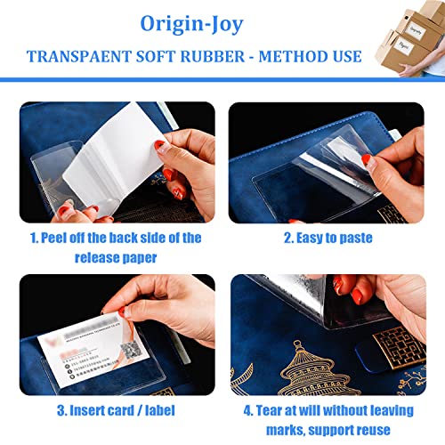 Origin-Joy 35 PCS Self Adhesive Index Card Pockets with Top Open, Clear Plastic Label Holder for Cards of Note, Library and Business, Adhesive Label Pockets & Card Holder (4 x 2.75 inch) - size: 4 x 2.75 inch, style: Horizontal