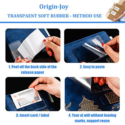 Origin-Joy 35 PCS Self Adhesive Index Card Pockets with Top Open, Clear Plastic Label Holder for Cards of Note, Library and Business, Adhesive Label Pockets & Card Holder (4 x 2.75 inch) - size: 4 x 2.75 inch, style: Horizontal