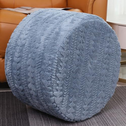 Asuprui Round Footstool Ottoman, Blue, 20x14 in,Floor Pouf Couch Footrest - color: Blue, size: 20"D x 20"W x 14"H