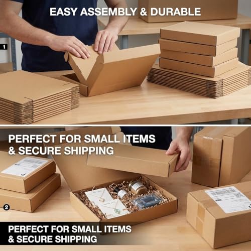11x8x2 Cardboard Shipping Boxes Set of 20, Brown - size: 11" x 8" x 2"