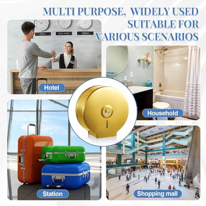 Mifoci 2 Pcs Industrial Toilet Paper Holder Commercial Roll Dispenser Wall Mount Stainless Steel Jumbo Tissue Dispenser Fits 9" Roll Toilet Paper for Office Home Public Places (Gold) - color: Gold