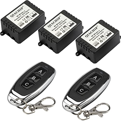 QIACHIP DC 12V 1CH 433Mhz RF Wireless Relay Remote Control Light Momentary Switch Transmitter with Receiver (3 Relays) - color: KR1201B_3