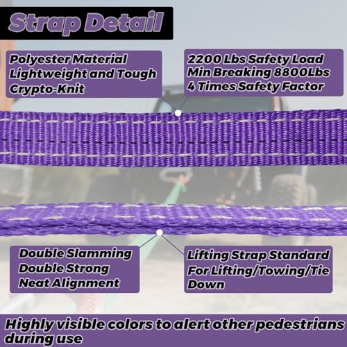 1" × 10' Web Lift Sling Straps with and D Ring Shackle - size: 1 Inch × 10 FT