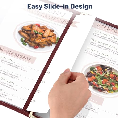 WeChef 30 Pack Restaurant Menu Covers 8.5 x 14 Triple Fold 3 Pages 6 Views - size: 8.5" x 14" - Trifold - 6 Views