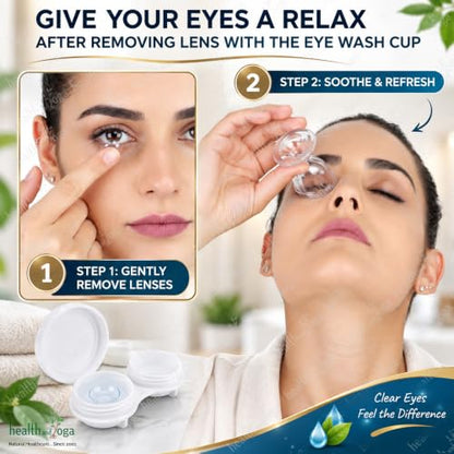 ChillEyes Transparent Eye Wash Cups for Effective Eye Cleansing - with Storage Container - Eye Shaped Rim, Snug Fit (2 Pcs.)