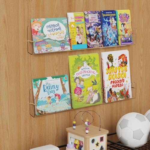 Brochure Holder Wall Mount, 2 Pack Acrylic Modular Flyer with Adjustable Magnetic Golden Bolt, Wavy Lace Pamphlet Display Stand for Organizer Trifold Flyer, Document, Leaflet, 6 Slots - color: 6 Slots