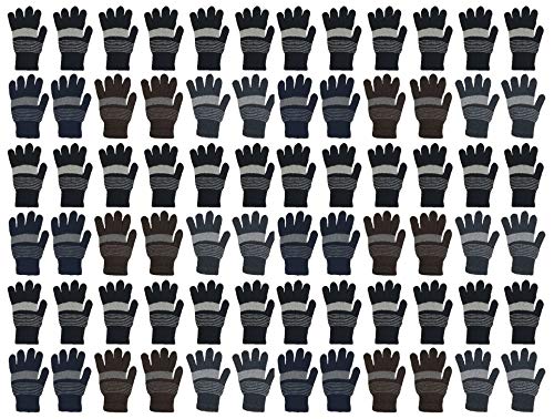 Wholesale Winter Gloves Beanies, Warm Thick Thermal Bulk Case Pack Unisex Men Women - color: Gloves (Pairs) - Assorted Striped