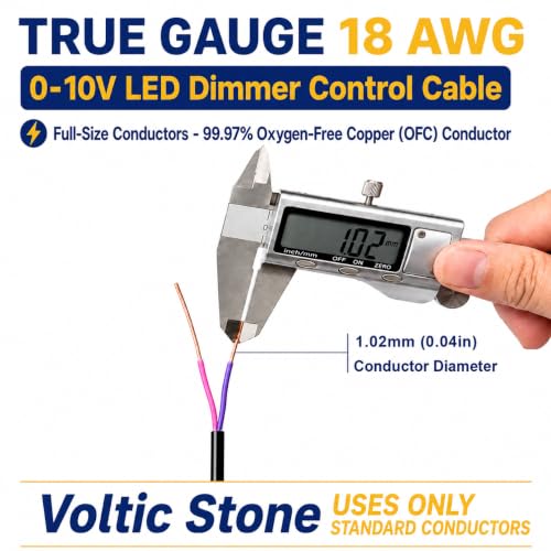 18/2 0-10V Dimming Dimmer LED Control Wire, True 18 Gauge, ETL Listed CL3P - size: 100 FT