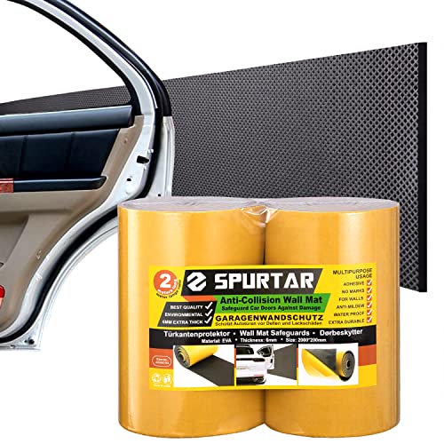 Spurtar Garage Wall Protector, Waterproof Garage Parking Aid Car Door Protector Self Adhesive Corner EVA Foam Wall Bumper Guards Padding for Door Ding Protection Black,157" x 8" x 1/4" - size: 2 Pieces - 79" × 8" × 0.3"