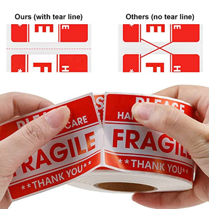 2"x 3" Fragile Stickers 500 Packing Labels Handle with Care Strong Adhesive for Box Shipping and Moving - size: 2 x 3 inch | 500 Labels MIDDLE