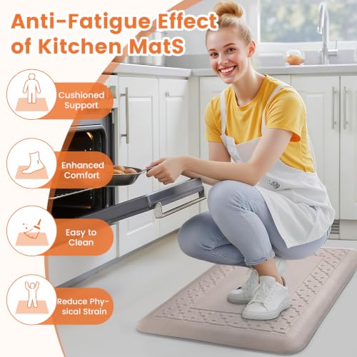 4/5 Inch Thicker Kitchen Mats Anti Fatigue Comfort Mat Standing Desk Rugs - color: Khaki, size: 28"L x 17"W x 0.8"Th