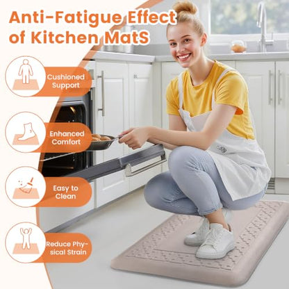 4/5 Inch Thicker Kitchen Mats Anti Fatigue Comfort Mat Standing Desk Rugs - color: Khaki, size: 28"L x 17"W x 0.8"Th