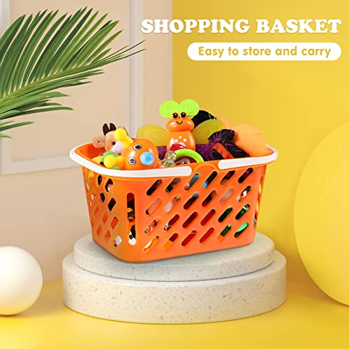 NUOBESTY 2 Pack Pretend Play Shopping Baskets - Kids Grocery Toy Basket with Handles for Imaginative Play, Toy Kitchen & Supermarket Role