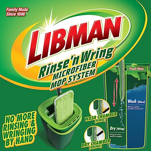 Libman Rinse 'n Wring Mop and Bucket System, 5 Microfiber Pads Included - style: 5 Pads