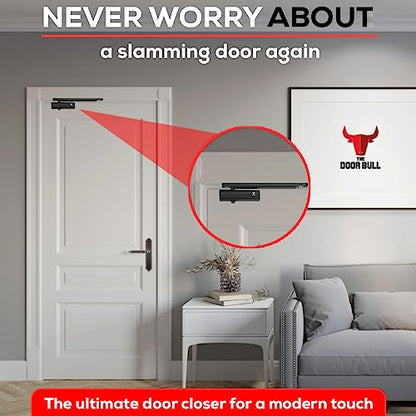 The Door Bull Series 5000 Automatic Door Closer – Hold Open Arm Features - size: 5000 Series, style: Matte Black