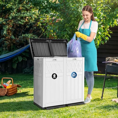 DWVO 76 Gallon Garbage Dual Can - color: Grayish-White, size: 76 Gallon