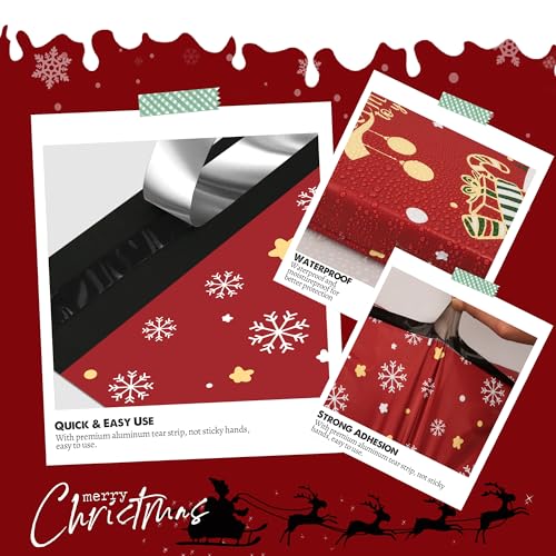 Christmas Poly Mailers 10x13 Inch 100 Pcs, Merry Christmas - color: Red Merry Christmas, size: 10x13 Inch 100Pcs