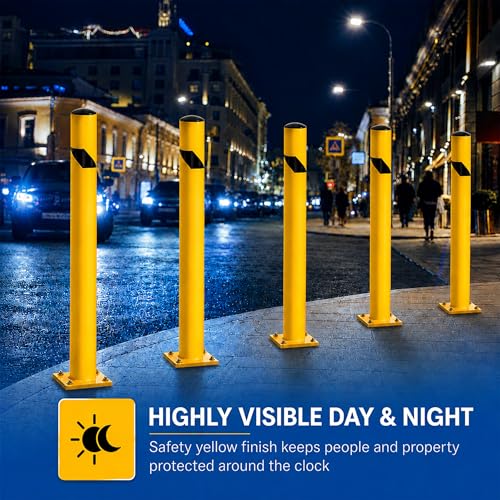 Crowd Control Warehouse Trafford Industrial 60-Inch Steel Bollard, Yellow - size: 60 inches