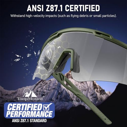 Tactical Eyewear Anti Fog, ANSI Z87.1 Sports Glasses with 3 Interchangeable Lens UV400 Protection Airsoft Goggle - color: Green Frame