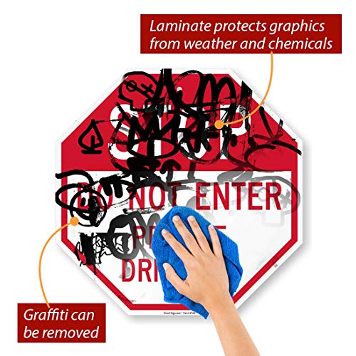 SmartSign "Stop - Do Not Enter, Private Driveway" Sign | 18" x 18" Aluminum
