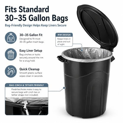 20 Gallon Outdoor Trash Can with Locking Lid, Plastic Garbage Bin - size: 20 Gallon