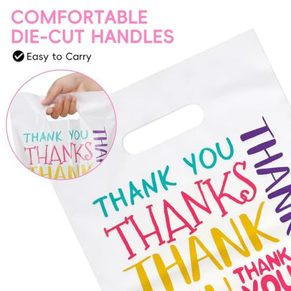9x12 White Thank You Bags for Small Business with Colorful Font, 100PCS - color: Colorful Thank You Bags