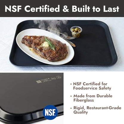 CURTA 2-Pack Restaurant Grade Non-Slip Tray, NSF, 22 Inch x 16 Inch, Plastic Rubber Lined Rectangular Serving Tray, Black - color: Black-rectangular, size: 16 Inch x 22 Inch