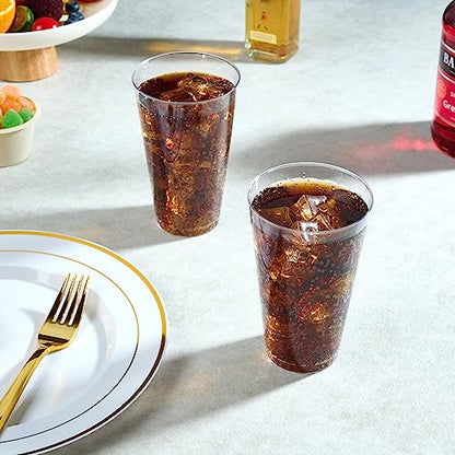 FOCUSLINE 100 Pack 16 oz Large Clear Plastic Cups, Disposable Drinking Cups - color: 16 oz Clear